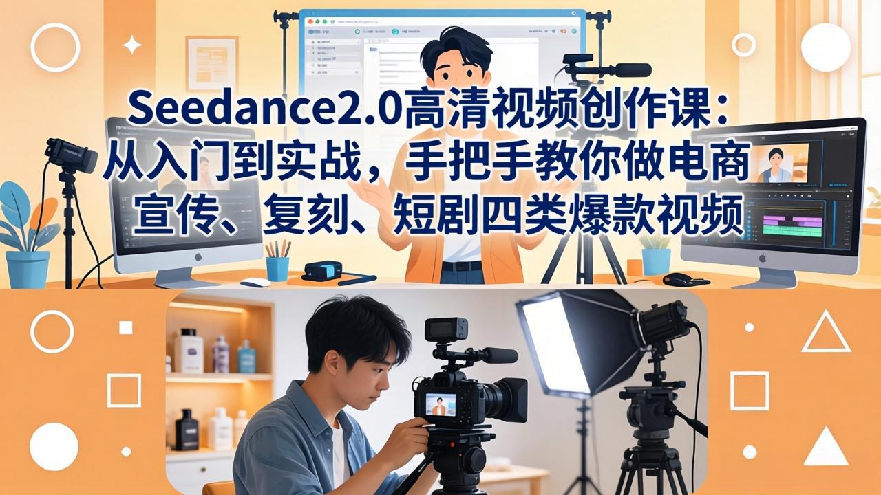 Seedance2.0高清视频创作课：从入门到实战，手把手教你做电商、宣传、复刻、短剧四类爆款视频-鼎铸网
