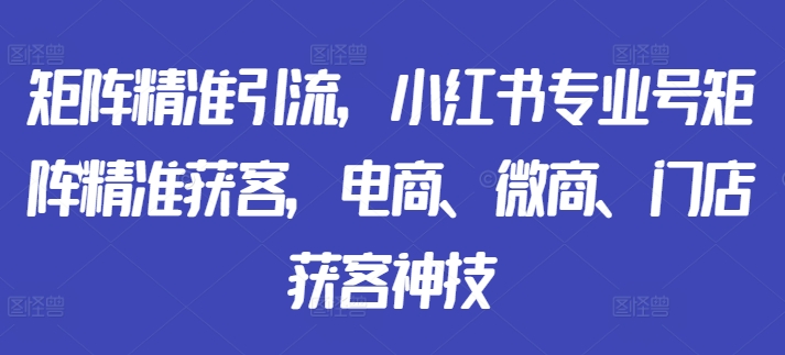 矩阵精准引流，小红书专业号矩阵精准获客，电商、微商、门店获客神技-鼎铸网
