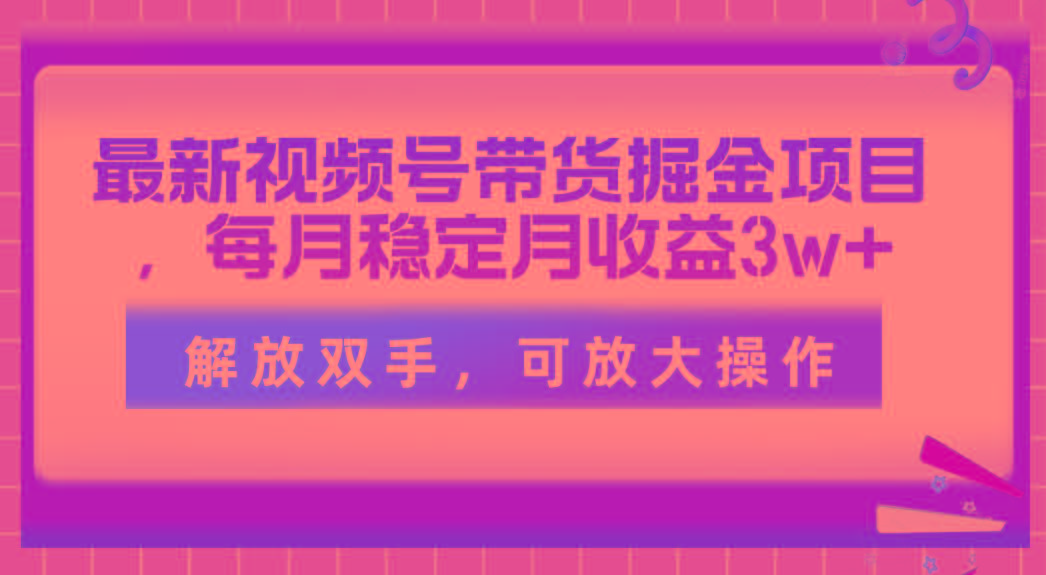 最新视频号带货掘金项目，每月稳定月收益3w+，解放双手，可放大操作-鼎铸网