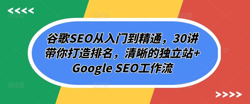 谷歌SEO从入门到精通，30讲带你打造排名，清晰的独立站+Google SEO工作流-鼎铸网