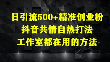 日引流500+精准创业粉，抖音共情自热打法，工作室都在用的方法-鼎铸网
