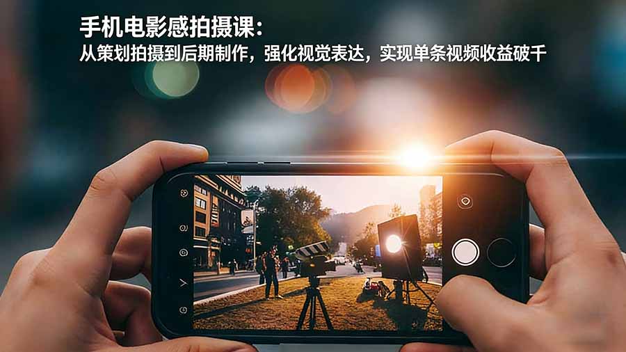 手机电影感拍摄课：从策划拍摄到后期制作，强化视觉表达，实现单条视频收益破千-鼎铸网