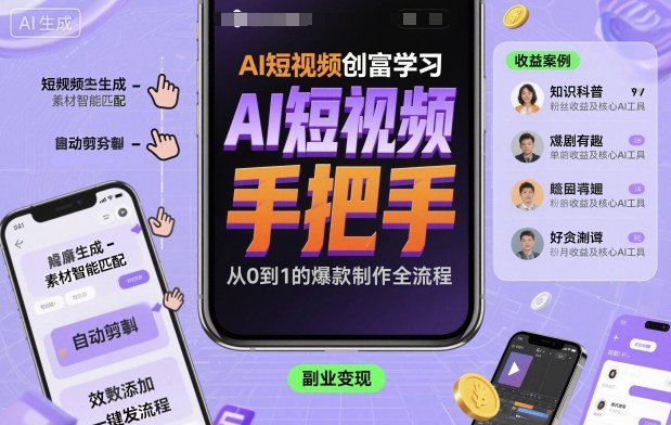 AI短视频创富学习，手把手教会你制作AI短视频-鼎铸网