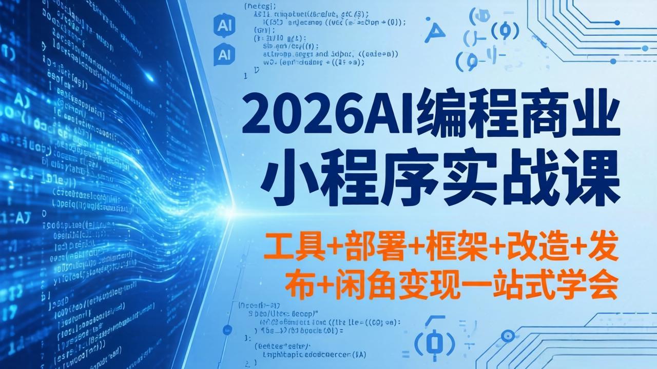 2026AI编程商业小程序实战课，工具+部署+框架+改造+发布+闲鱼变现一站式学会-鼎铸网