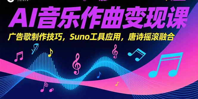 AI音乐作曲变现课，广告歌制作技巧，Suno工具应用，唐诗摇滚融合-鼎铸网