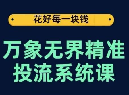 万象无界精准投流系统课，从关键词到推荐，从万象台到达摩盘，从底层原理到实操步骤-鼎铸网