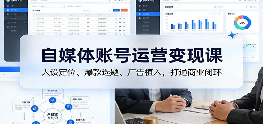 自媒体账号运营变现课：人设定位、爆款选题、广告植入，打通商业闭环-鼎铸网