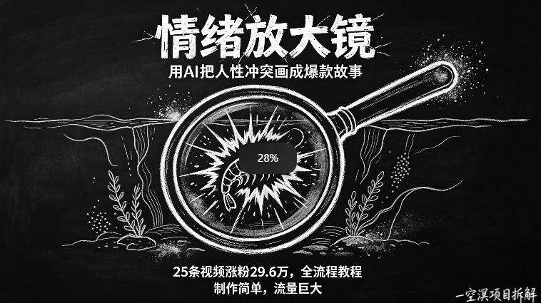 AI制作“情绪放大镜“视频，25条视频涨粉29.6W粉，流量巨大，制作简单，全流程教程-鼎铸网