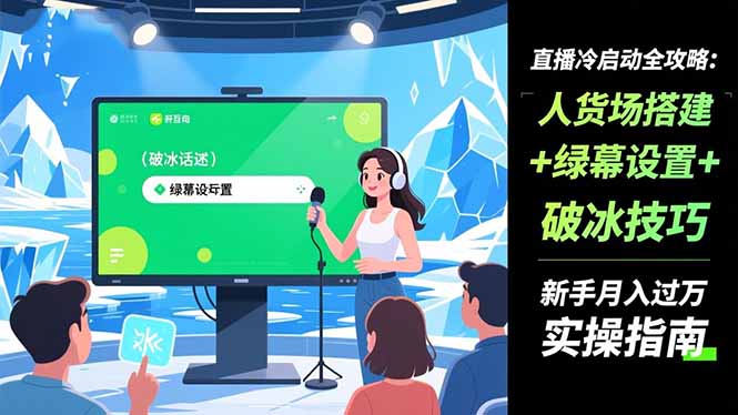 直播冷启动全攻略:人货场搭建+绿幕设置+破冰技巧，新手月入过万实操指南-鼎铸网