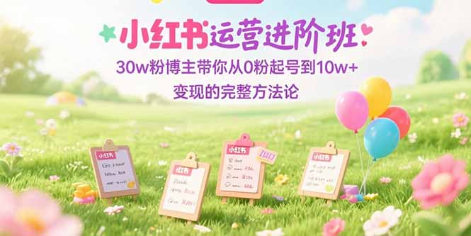 小红书运营进阶班：30w粉博主带你从0粉起号到10w+变现的完整方法论-鼎铸网