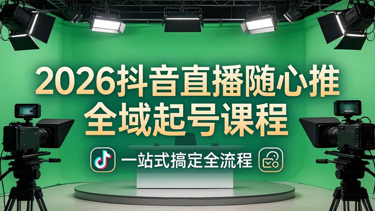 2026抖音直播随心推全域起号课程：一站式搞定直播起号、稳号、放量全流程(更新4月-鼎铸网
