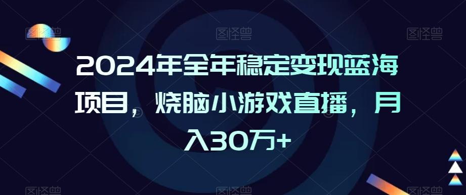 2024年全年稳定变现蓝海项目，烧脑小游戏直播，月入30万+【揭秘】-鼎铸网
