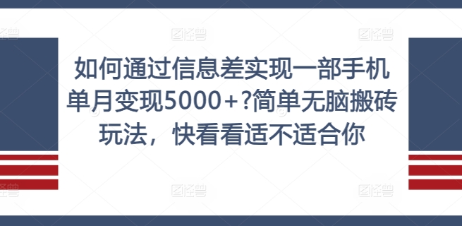 如何通过信息差实现一部手机单月变现5000+?简单无脑搬砖玩法，快看看适不适合你【揭秘】-鼎铸网