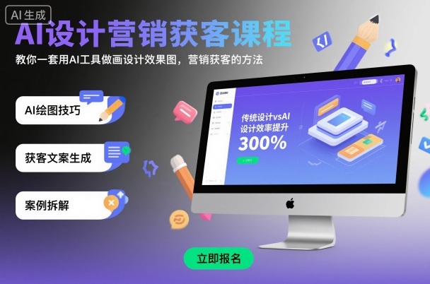 AI设计营销获客课程，教你一套用AI工具做画设计效果图，营销获客的方法-鼎铸网