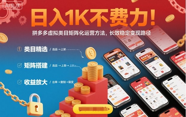 日入1K不费力！拼多多虚拟类目矩阵化运营方法，长效稳定变现路径-鼎铸网