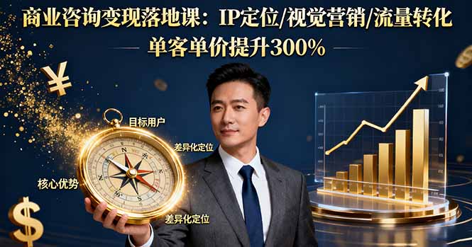 商业咨询变现落地课：IP定位/视觉营销/流量转化，单客单价提升300%-鼎铸网