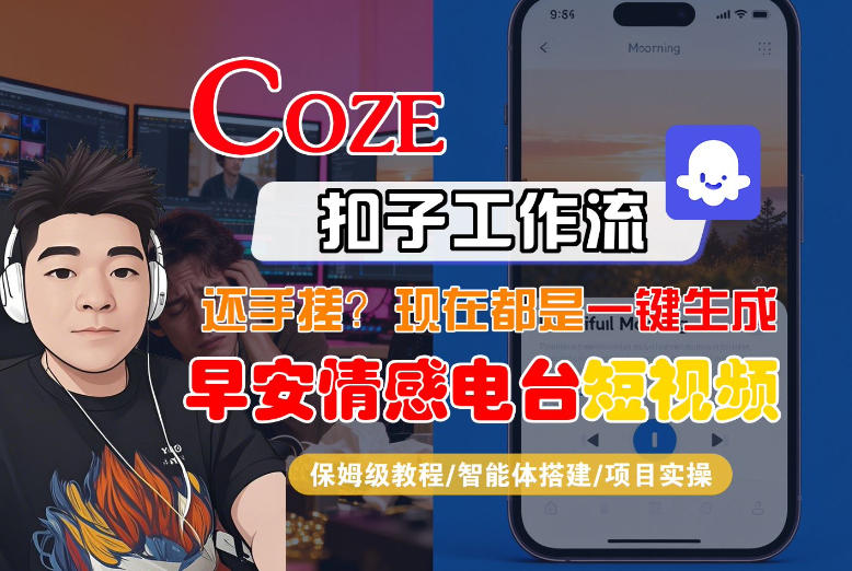 【Coze工作流搭建实操教程】【coze】早安情感电台日签视频还在手动做？用扣子工作流自动生成，省时90%-鼎铸网