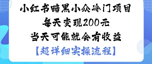 小红书暗黑小众冷门项目每天变现2张当天可能就会有收益-鼎铸网