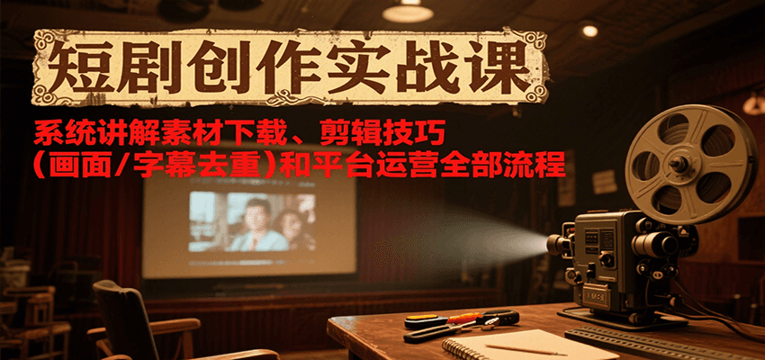 短剧创作实战课，系统讲解素材下载、剪辑技巧(画面/字幕去重)和平台运营全部流程-鼎铸网