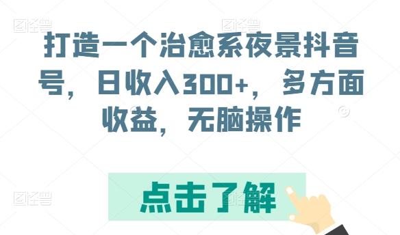 打造一个治愈系夜景抖音号，日收入300+，多方面收益，无脑操作【揭秘】-鼎铸网