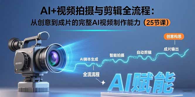 AI+视频拍摄与剪辑全流程：从创意到成片的完整AI视频制作能力(25节课-鼎铸网