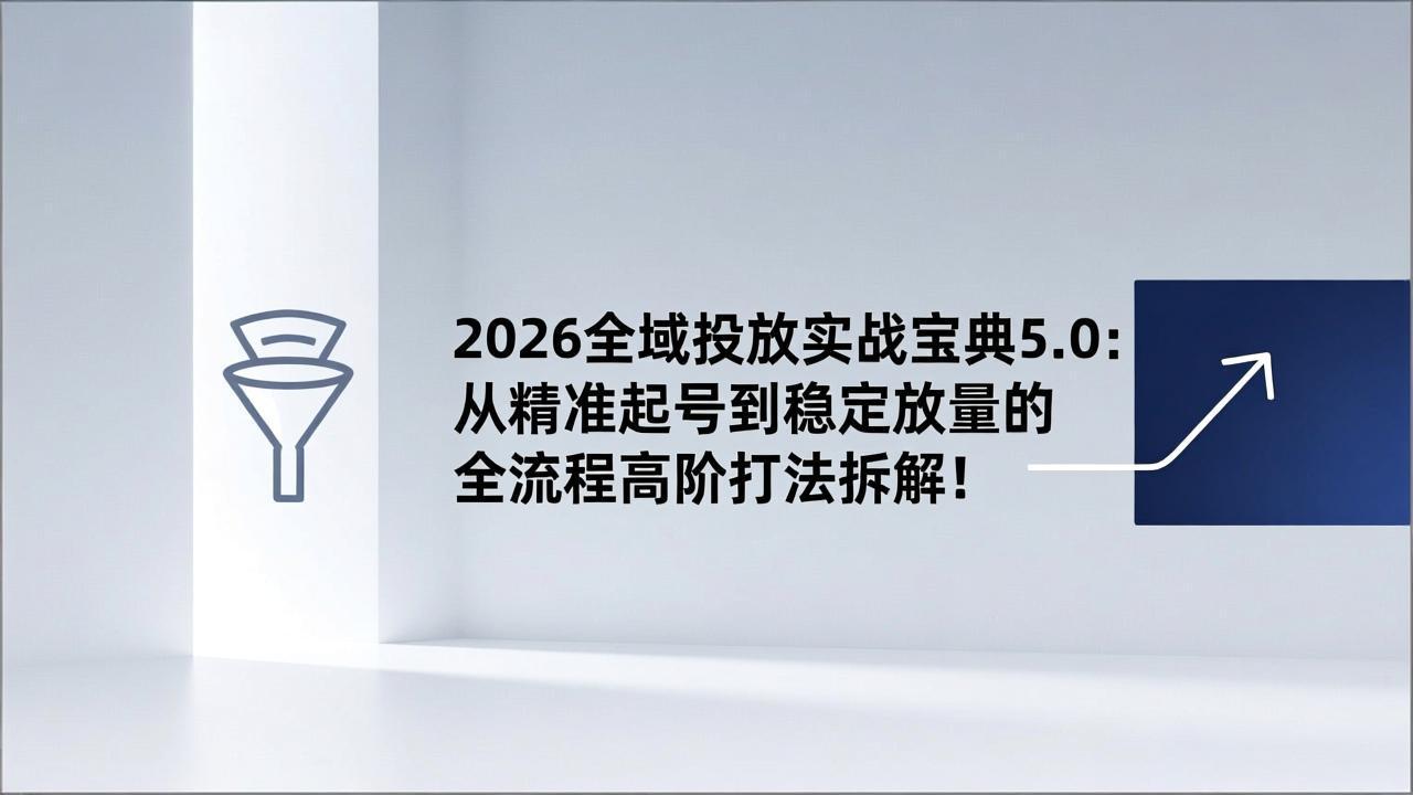 2026全域投放实战宝典5.0：从精准起号到稳定放量的全流程高阶打法拆解！-鼎铸网