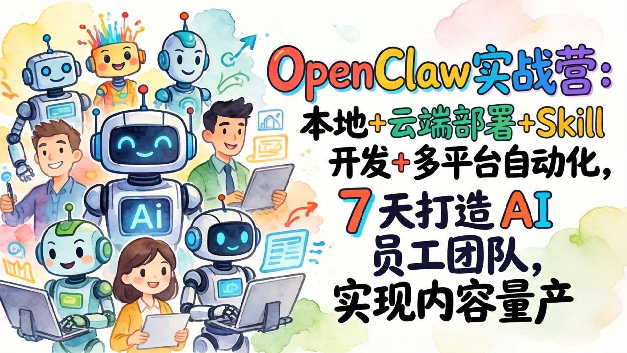 OpenClaw实战营：本地+云端部署+Skill开发+多平台自动化，7 天打造 AI 员工团队，实现内容量产-鼎铸网