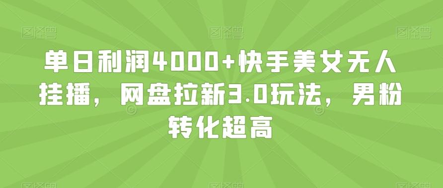 单日利润4000+快手美女无人挂播，网盘拉新3.0玩法，男粉转化超高【揭秘】-鼎铸网