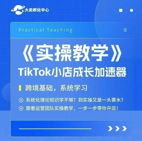 大卖家孵化中心TikTok实操课，TikTok小店成长加速器，跨境基础系统学习，一步一步带你开店-鼎铸网