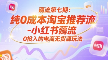 薅流第七期：纯0成本淘宝推荐流-小红书薅流最新版目，0投入的电商无货源玩法(附赠往期)-鼎铸网