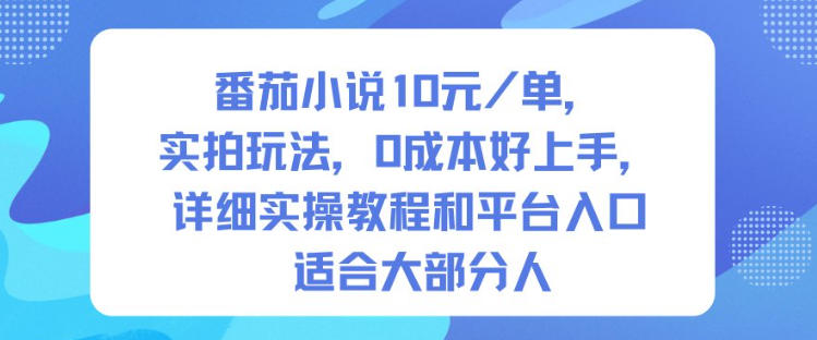 番茄小说10米每单，实拍玩法，0成本好上手，详细实操教程和平台入口适合大部分人-鼎铸网