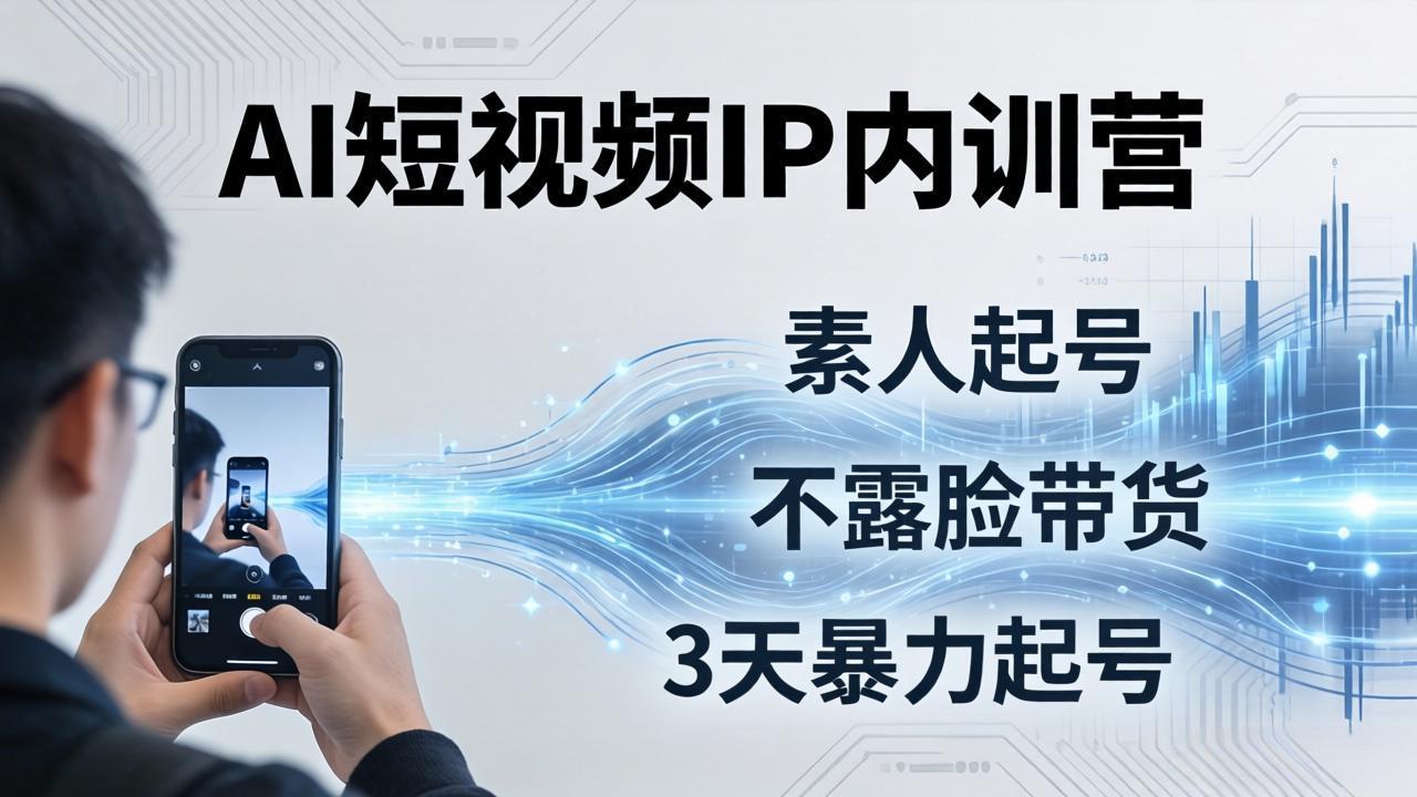 2026AI短视频IP内训营：从素人起号到不露脸带货，3天暴力起号全流程拆解-鼎铸网