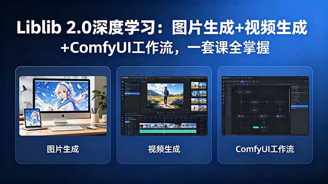 Liblib 2.0深度学习：图片生成+视频生成+ComfyUI工作流，一套课全掌握-鼎铸网