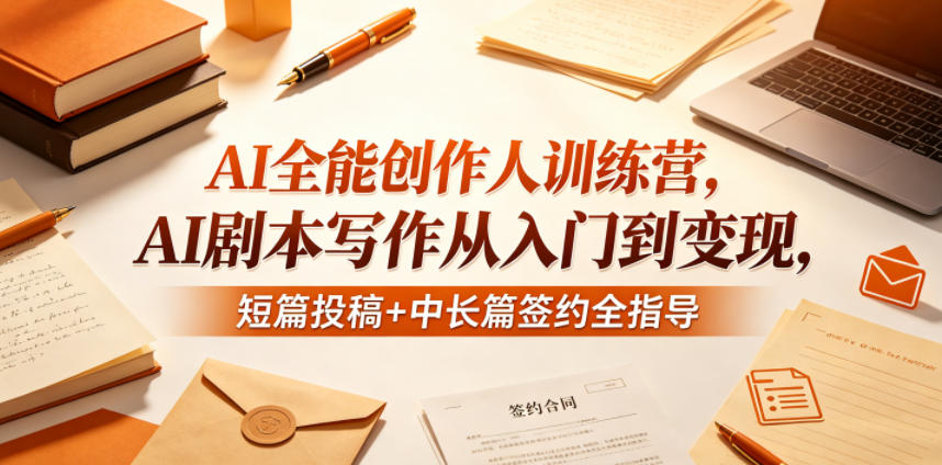 AI全能创作人训练营，AI剧本写作从入门到变现，短篇投稿+中长篇签约全指导-鼎铸网