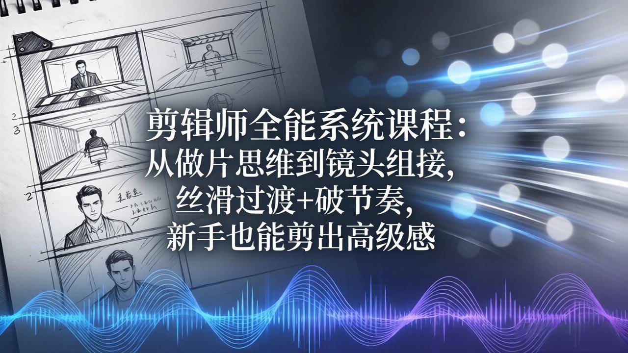 剪辑师全能系统课程：从做片思维到镜头组接，丝滑过渡+破节奏，新手也能剪出高级感-鼎铸网
