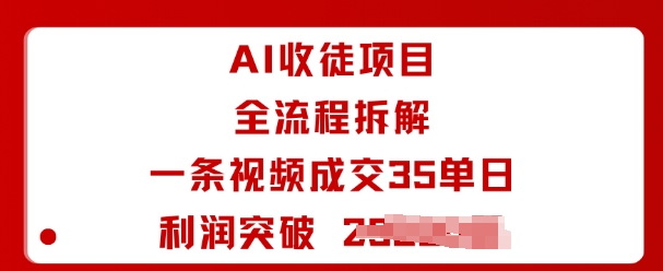 AI收徒项目全流程拆解一条视频成交35单日利润突破1k+-鼎铸网