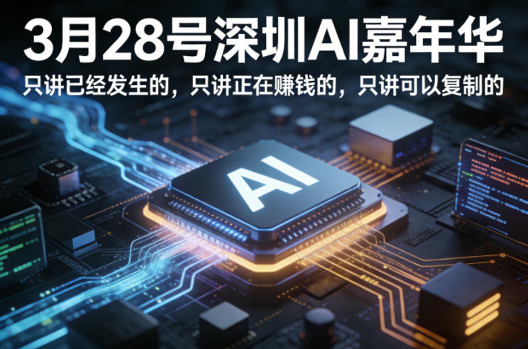 3月28号深圳AI嘉年华，只讲已经发生的，只讲正在賺钱的，只讲可以复制的-鼎铸网