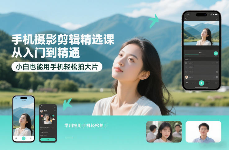 手机摄影剪辑精选课，从入门到精通，小白也能用手机轻松拍大片-鼎铸网