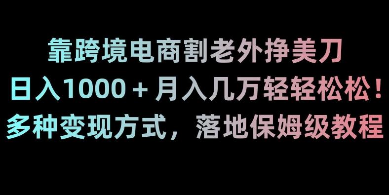 靠跨境电商割老外挣美刀，日入1000＋月入几万轻轻松松！多种变现方式，落地保姆级教程【揭秘】-鼎铸网