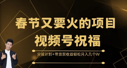 春节又要火的项目视频号祝福，分成计划+带货双收益，轻松月入几个W【揭秘】-鼎铸网