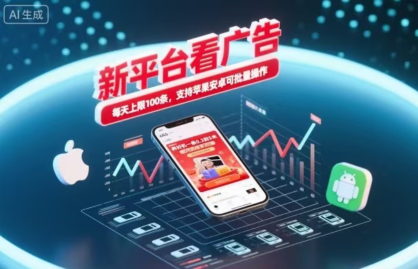 新台看广告，养好机一条5毛到5块，单机日入30到100，支持苹果安卓，可批量操作。-鼎铸网