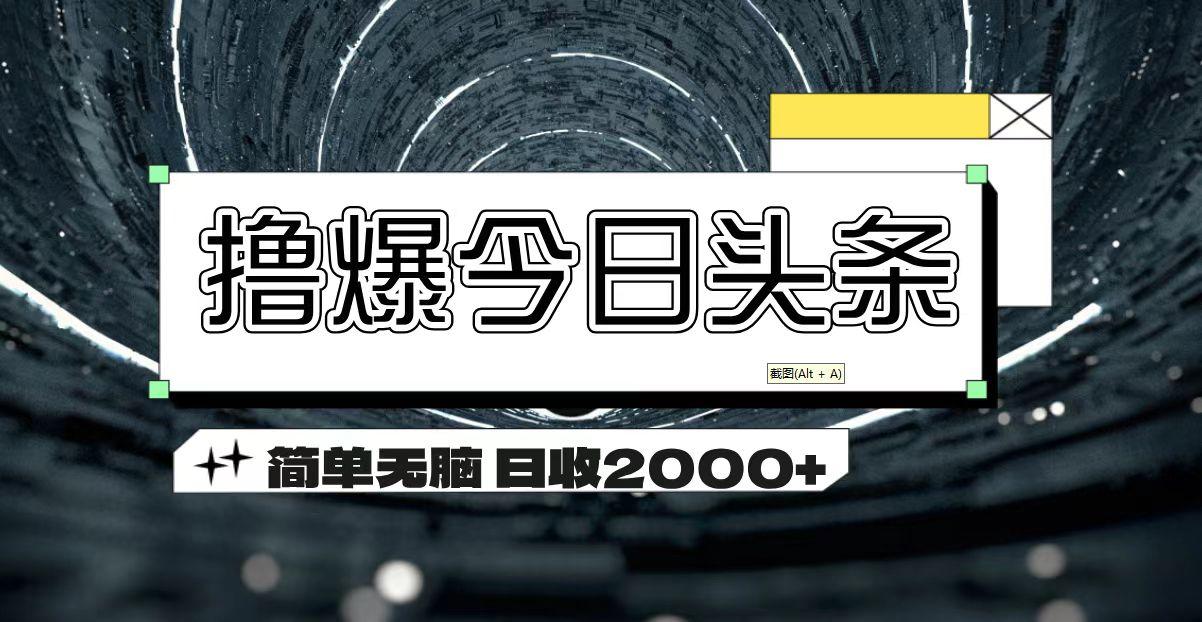 撸爆今日头条 简单无脑操作 日收2000+-鼎铸网