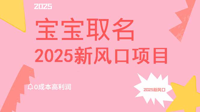 2025新风口项目宝宝取名，0成本高利润，附保姆级教程，月入过万不是梦-鼎铸网