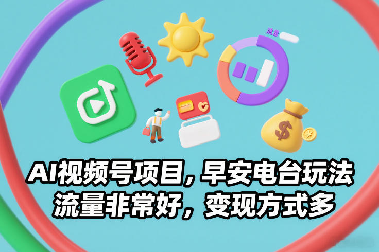 AI视频号项目，早安电台玩法，流量非常好，变现方式多-鼎铸网