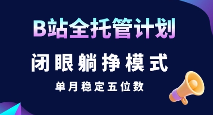 【B站全托管计划】闭眼躺挣模式，单月稳定五位数【揭秘】-鼎铸网