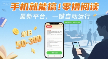 手机就能搞！零撸阅读挂G，最新平台，一键自动运行，随时随地挣，单日50-3张+【揭秘】-鼎铸网