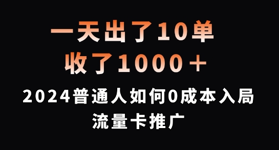 一天出了10单，收了1000+，2024普通人如何0成本入局流量卡推广【揭秘】-鼎铸网