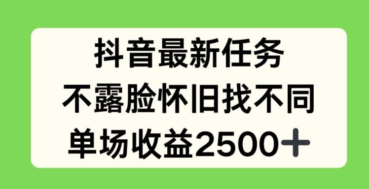 抖音最新任务，不露脸怀旧找不同，单场收益2.5k【揭秘】-鼎铸网