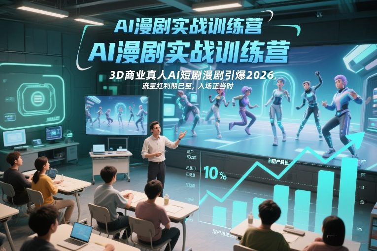 AI漫剧实战训练营，3D商业真人AI短剧漫剧引爆2026，流量红利期已至，入场正当时-鼎铸网