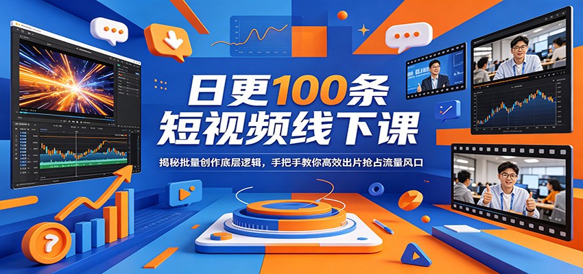 日更100条短视频线下课：揭秘批量创作底层逻辑，手把手教你高效出片抢占流量风口-鼎铸网